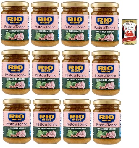 Rio mare Pesto al Tonno con Basilico e Pinoli, Thunfischpesto mit Basilikum und Pinienkernen pasta sauce 12x 130 g + Italian Gourmet polpa 400g von Italian Gourmet E.R.