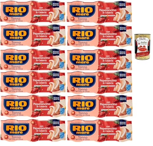 Rio mare Tonno all'Olio di Oliva con Peperoncino di Calabria, Thunfisch mit Olivenöl mit Kalabrien -Chili -Pfeffer 36x 65 g + Italian Gourmet polpa 400g von Italian Gourmet E.R.