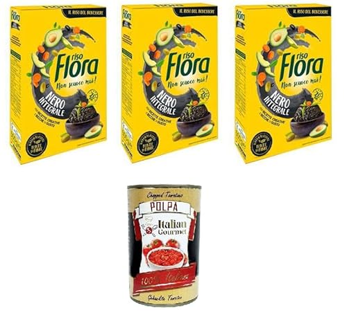 Riso Flora Nero Integrale Für kreative und leckere Rezepte 3x500gr + Italian Gourmet polpa 400g von Italian Gourmet E.R.