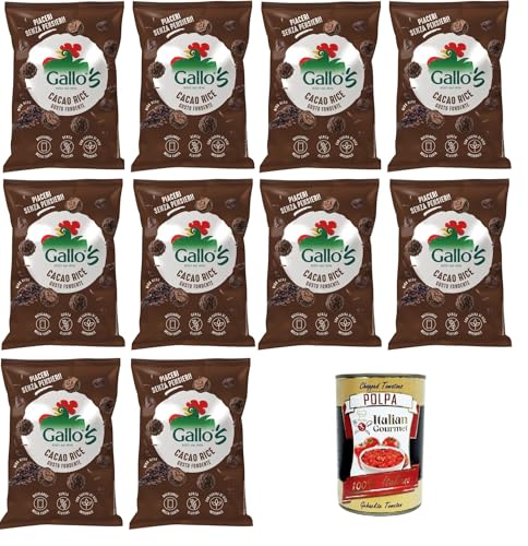 Riso Gallo Riso Cacao Rices Gallos con riso neroal gusto Fondente,Gallo Rice Kakaoreis Gallos Reis mit dunklem schwarzem Reis 10x30gr + Italian Gourmet Polpa di Pomodoro 400g Dose von Italian Gourmet E.R.