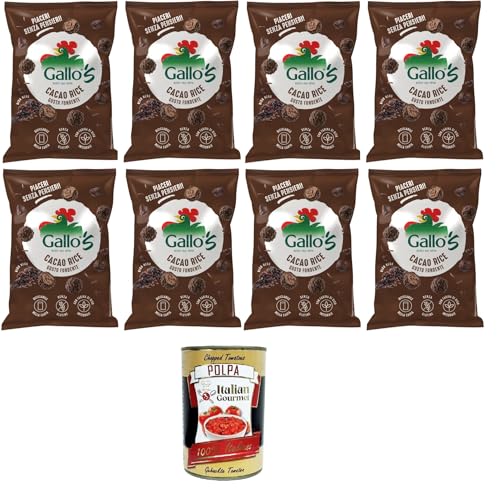 Riso Gallo Riso Cacao Rices Gallos con riso neroal gusto Fondente,Gallo Rice Kakaoreis Gallos Reis mit dunklem schwarzem Reis 8x30gr + Italian Gourmet Polpa di Pomodoro 400g Dose von Italian Gourmet E.R.