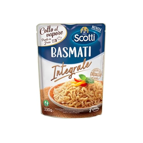 Riso Scotti Basmati Integrale Gedämpfter Fertigreis Vollkorn-Basmati Reis in 2 Minuten Fertig 230g Beutel von Italian Gourmet E.R.