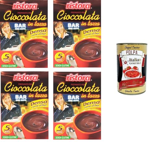 Ristora Prepatato per cioccolata calda in tazza, Denso come al Bar Zubereitung für heiße Schokolade in der Tasse, dicht wie an der Bar 4x125gr +Italian Gourmet polpa 400g von Italian Gourmet E.R.