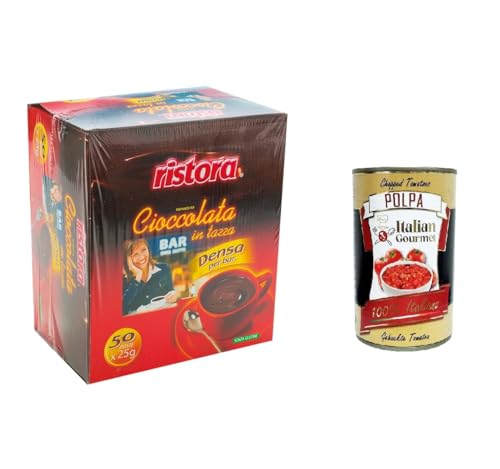 Ristora Prepatato per cioccolata calda in tazza, Denso come al Bar Zubereitung für heiße Schokolade in der Tasse, dicht wie an der Bar box 50x25gr +Italian Gourmet polpa 400g von Italian Gourmet E.R.