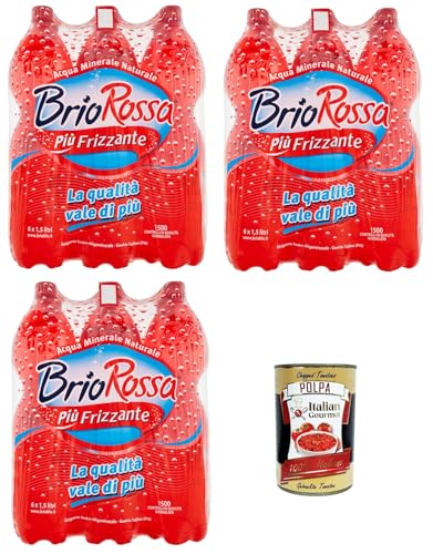 Rocchetta Brio Rossa Più frizzante Mehr prickelndes oligomineralisches natürliches Mineralwasser 18x1.5lt+ Italian Gourmet polpa 400g von Italian Gourmet E.R.