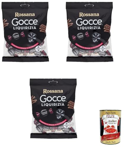 Rossana Fida LIQUORICE Drops, mit Lakritz gefüllte Bonbons, einzeln verpackt, glutenfrei, VEGAN, 175 g+ Italian gourmet polpa 400g von Italian Gourmet E.R.