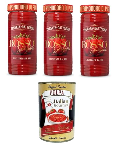 Rosso Gargano- Passata di Datterino Datterino-Püree 3x 290gr + Italian Gourmet Polpa di Pomodoro 400g von Italian Gourmet E.R.