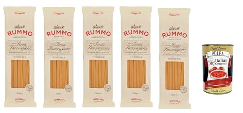 Rummo Fettucce n° 15 Pasta Lenta Lavorazione Teigwaren aus Hartweizengrieß Bronze-Zeichnung 5x 500g + Italian Gourmet polpa 400g von Italian Gourmet E.R.