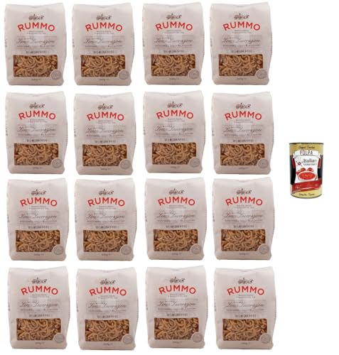 Rummo Gramigna N°98 Pasta Lenta Lavorazione Teigwaren aus Hartweizengrieß Bronze-Zeichnung 16x 500gr + Italian Gourmet polpa 400g von Italian Gourmet E.R.