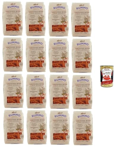 Rummo Maccheroncelli N°7 Glutenfreie Pasta aus roten Linsen und braunem Reis. 16 x 300 g + Italian Gourmet polpa 400g von Italian Gourmet E.R.