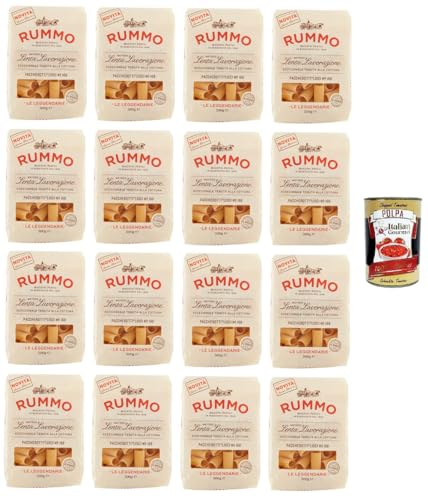 Rummo Paccherotti N°168 Le Leggendarie Pasta Lenta Lavorazione Teigwaren aus Hartweizengrieß Bronze-Zeichnung 16x 500gr + Italian Gourmet polpa 400g von Italian Gourmet E.R.