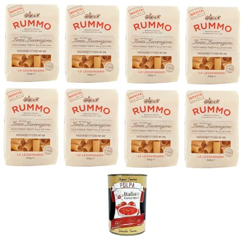 Rummo Paccherotti N°168 Le Leggendarie Pasta Lenta Lavorazione Teigwaren aus Hartweizengrieß Bronze-Zeichnung 8x 500gr + Italian Gourmet polpa 400g von Italian Gourmet E.R.