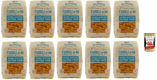 Rummo Pasta Fusilli N° 48 senza Glutine, gluten free, 100% italienische Pasta nudeln glutenfrei 10x 400g + Italian Gourmet polpa 400g von Italian Gourmet E.R.