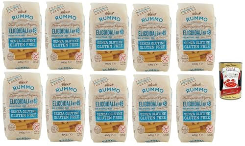 Rummo Pasta Nudeln Glutenfreie Elicoidali N 49, Bronze Gezeichnete gluteinfrei, perfekt für Menschen mit Zöliakie oder Glutenunverträglichkeit, 10x 400 g + Italian Gourmet polpa 400g von Italian Gourmet E.R.