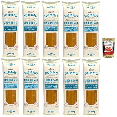 Rummo Pasta Nudeln Glutenfreie Linguine, Bronze Gezeichnete gluteinfrei, perfekt für Menschen mit Zöliakie oder Glutenunverträglichkeit, 10x 400 g + Italian Gourmet polpa 400g von Italian Gourmet E.R.