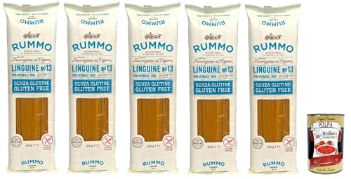 Rummo Pasta Nudeln Glutenfreie Linguine, Bronze Gezeichnete gluteinfrei, perfekt für Menschen mit Zöliakie oder Glutenunverträglichkeit, 5x 400 g + Italian Gourmet polpa 400g von Italian Gourmet E.R.