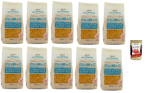 Rummo Pasta Nudeln Glutenfreie Stelline N° 22, Bronze Gezeichnete gluteinfrei, perfekt für Menschen mit Zöliakie oder Glutenunverträglichkeit, 10x 400 g + Italian Gourmet polpa 400g von Italian Gourmet E.R.