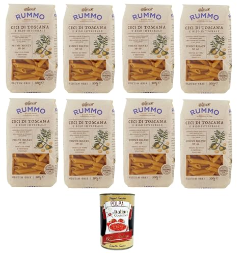 Rummo Penne Rigate N°66 Glutenfreie Pasta mit toskanischen Kichererbsen und braunem Reis 8x 300gr + Italian Gourmet polpa 400g von Italian Gourmet E.R.