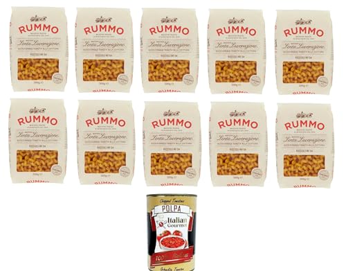 Rummo Riccioli n° 54 Pasta Lenta Lavorazione Teigwaren aus Hartweizengrieß Bronze-Zeichnung 10x 500g + Italian Gourmet polpa 400g von Italian Gourmet E.R.