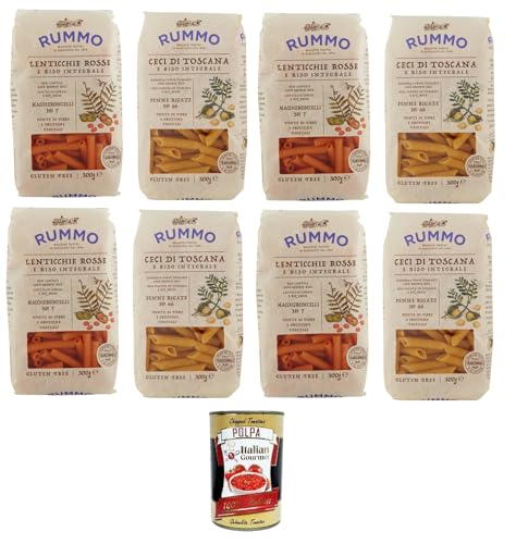 Rummo Testpaket Glutenfreie Maccheroncelli N°7- Penne Rigate N°66 8x 300gr + Italian Gourmet polpa 400g von Italian Gourmet E.R.