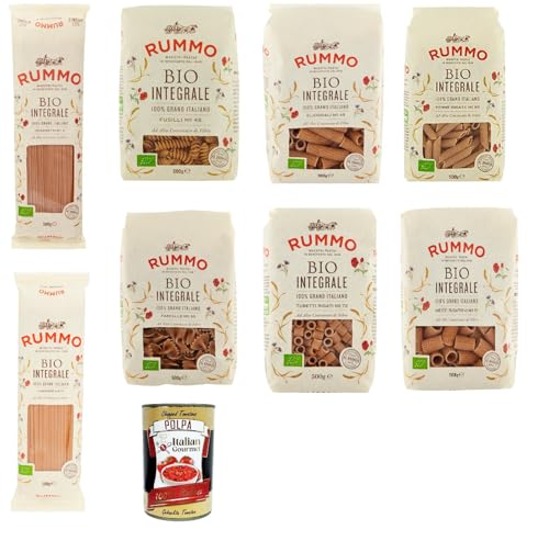 Rummo Testpaket Pasta Integrale , Vollkornnudeln Nudeln Vollkorn Italienische Pasta 8x 500g + Italian Gourmet polpa 400g von Italian Gourmet E.R.