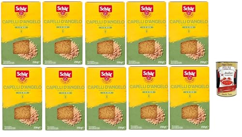 SCHÄR Senza Glutine Capelli d'angelo, Glutenfrei Pasta mit 20% Hirse, gluten free pasta, 10x 250g + Italian Gourmet polpa 400g von Italian Gourmet E.R.