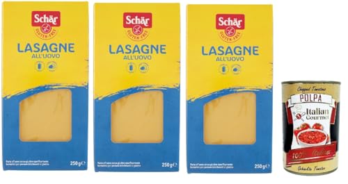 SCHÄR Senza Glutine Lasagna, Glutenfrei Pasta nudeln, gluten free pasta, 3x 250g + Italian Gourmet polpa 400g von Italian Gourmet E.R.