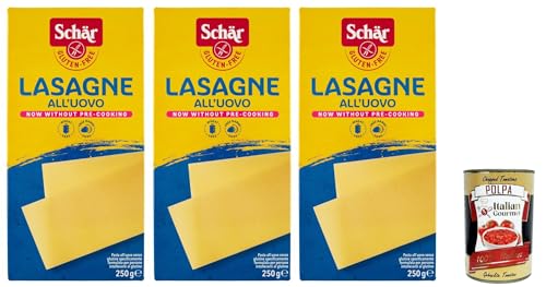 SCHÄR Senza Glutine Lasagne all'uovo, Glutenfrei Eiernudel Pasta nudeln, gluten free pasta, 3x 250g + Italian Gourmet polpa 400g von Italian Gourmet E.R.