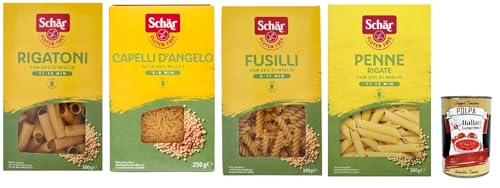 SCHÄR Senza Glutine Testpaket Glutenfrei Pasta mit 20% Hirse, gluten free pasta, 4x 500g + Italian Gourmet polpa 400g von Italian Gourmet E.R.