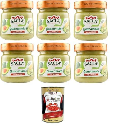 Saclà Salsa Guacamole Con Avocado Guacamolesauce mit Avocado 6x 212gr + Italian Gourmet polpa 400g von Italian Gourmet E.R.