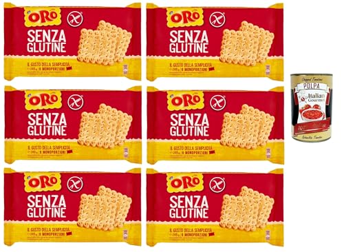 Saiwa Oro Biscotti , senza Glutine, Gluten -freie Kekse, gluten free biscuits, Ideal für ein glutenfreies Frühstück, 6x 200g + Italian Gourmet polpa 400g von Italian Gourmet E.R.