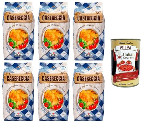 Salati Preziosi Casereccia Pomodoro e Basilico, patatine al gusto di Pomodoro e Basilico Chips mit Tomate und Basilikum 6x135gr +Italian Gourmet pelati 400gr von Italian Gourmet E.R.