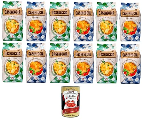 Salati Preziosi Casereccia Testpaket Rosmarino- Pomodoro e Basilico, Chips mit Rosmaringeschmack und Tomate und Basilikum 12x135gr +Italian Gourmet pelati 400gr von Italian Gourmet E.R.