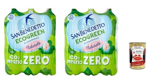 San Benedetto Acqua Minerale Naturale Natürliches Mineralwasser 2Lt Italienisches Ecogreen Wasser 12x 1Lt + Italian Gourmet polpa 400g von Italian Gourmet E.R.