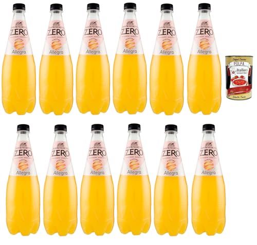 San Benedetto Allegra Zero PET aperitivo ohne Zucker 12x 0,75l, ohne Zucker Orangensaft Softdrink ohne Zucker, erfrischend orange Aperitiv-Aperif sugarfree + Italian Gourmet polpa 400g von Italian Gourmet E.R.