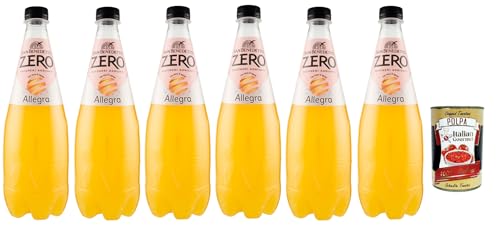 San Benedetto Allegra Zero PET aperitivo ohne Zucker 6x 0,75l, ohne Zucker Orangensaft Softdrink ohne Zucker, erfrischend orange Aperitiv-Aperif sugarfree + Italian Gourmet polpa 400g von Italian Gourmet E.R.