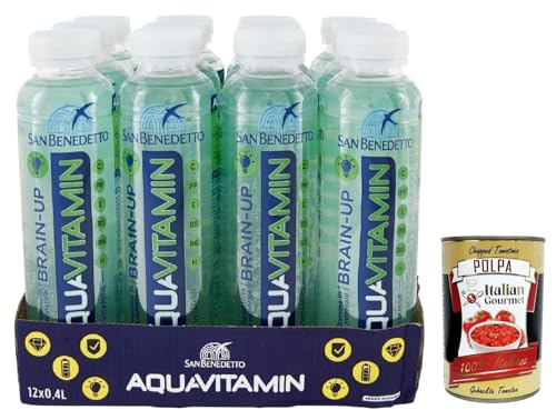 San Benedetto Aquavitamin Brain-Up 12x 400 ml, Wasser mit Kiwi, Apfel und Granatapfel, water with Kiwi, Apple and Pomegranate + Italian Gourmet polpa 400g von Italian Gourmet E.R.