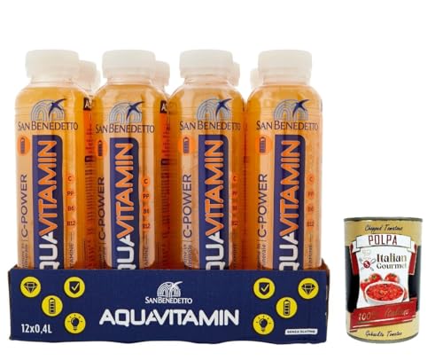 San Benedetto Aquavitamin C-Power 12x 400 ml, Wasser mit Orangengeschmack, orange flavored water + Italian Gourmet polpa 400g von Italian Gourmet E.R.