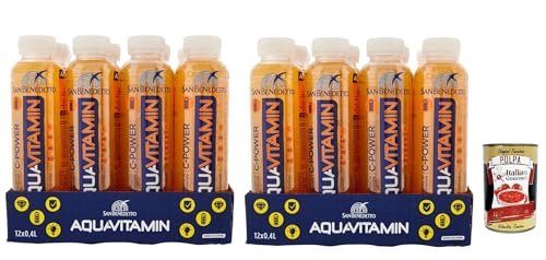 San Benedetto Aquavitamin C-Power 24x 400 ml, Wasser mit Orangengeschmack, orange flavored water + Italian Gourmet polpa 400g von Italian Gourmet E.R.