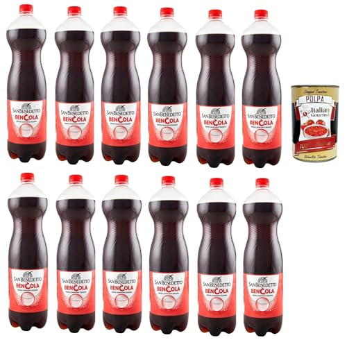 San Benedetto Ben Cola, erfrischend Koffeinhaltige Cola in Flaschen aus 100% recyceltem Material, cola soft frink, EINWEG 12x 1,5 Lt + Italian Gourmet polpa 400g von Italian Gourmet E.R.