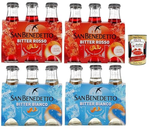 San Benedetto Ben's Testpaket, bitter rosso und bianco,aperitivo 24x 100ml, Ingwer Aperitif ohne Alkohol bitter + Italian Gourmet polpa 400g von Italian Gourmet E.R.