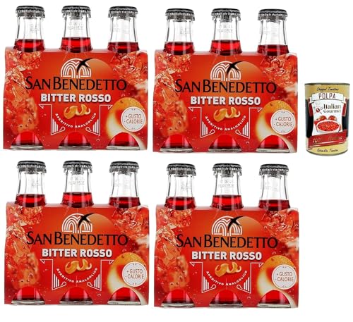 San Benedetto Ben's bitter rosso Ginger aperitivo 24x 100ml, Ingwer Aperitif ohne Alkohol bitter + Italian Gourmet polpa 400g von Italian Gourmet E.R.