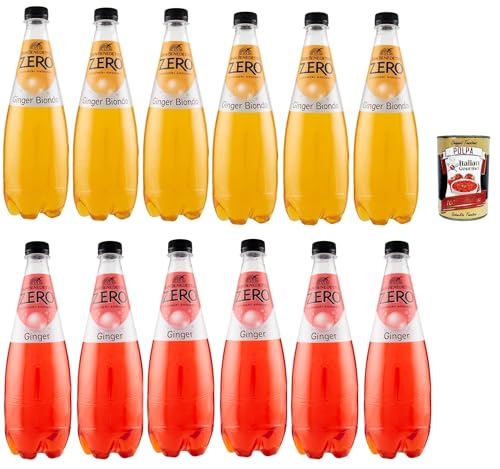 San Benedetto Ginger Testpaket Zero PET aperitivo ohne Zucker 12x 0,75l, hne Zucker Softdrink ohne Zucker, erfrischend Aperitiv-Aperif sugarfree + Italian Gourmet polpa 400g von Italian Gourmet E.R.