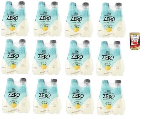 San Benedetto Limone Zero PET ohne Zucker 48x 0,25l, Zitrone zero, Limonade orange ohne Zucker, lemon soft drink sugarfree + Italian Gourmet polpa 400g von Italian Gourmet E.R.