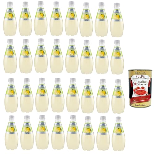 San Benedetto Prima Spremitura Limone Passione Italiana PET 24x 40cl Soda 100% Italienisches Getränk gasförmig Lemonade + Italian Gourmet ppolpa 400g von Italian Gourmet E.R.