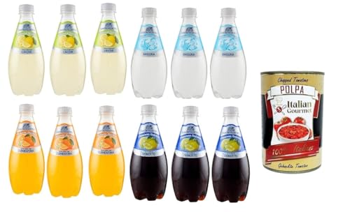 San Benedetto Prima Spremitura Testpaket Passione Italiana PET 12x 40cl Soda 100% Italienisches Getränk gasförmig Lemonade Chinotto + Italian Gourmet ppolpa 400g von Italian Gourmet E.R.