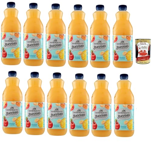 San Benedetto Succoso Ananas Fusion PET flasche 12x 1,5 Lt Fruchtsaft saft + Italian Gourmet polpa 400g von Italian Gourmet E.R.