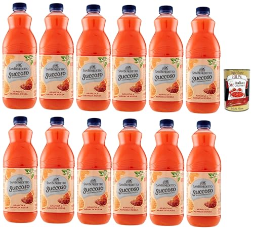 San Benedetto Succoso Arancia e Arancia Rossa PET flasche 12x 1,5 Lt, Orange und Blutorange Fruchtsaft saft, Orange fruit juice + Italian Gourmet polpa 400g von Italian Gourmet E.R.