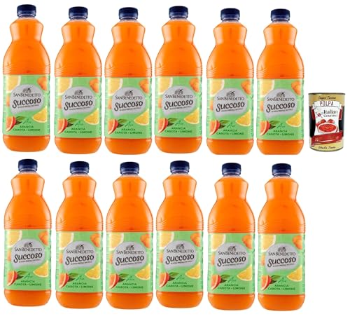 San Benedetto Succoso Zero ACE (carota, arancia, limone) PET 12x 1,5Lt, PET Karotte, Orange, Zitrone Fruchtsaft saft, Carrot, orange, lemon juice + Italian Gourmet polpa 400g von Italian Gourmet E.R.