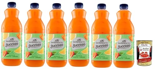 San Benedetto Succoso Zero ACE (carota, arancia, limone) PET 6x 1,5Lt, PET Karotte, Orange, Zitrone Fruchtsaft saft, Carrot, orange, lemon juice + Italian Gourmet polpa 400g von Italian Gourmet E.R.